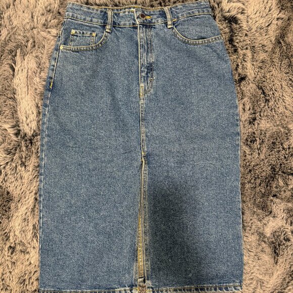 Denim Midi Skirt - Picture 1 of 11